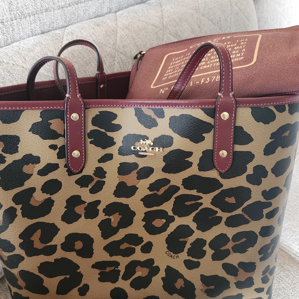 Coach Reversable Leopard Print Tote Bag